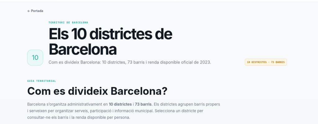 Captura de BCN.DADES, web de dades obertes de Barcelona feta amb WordPress i un tema propi